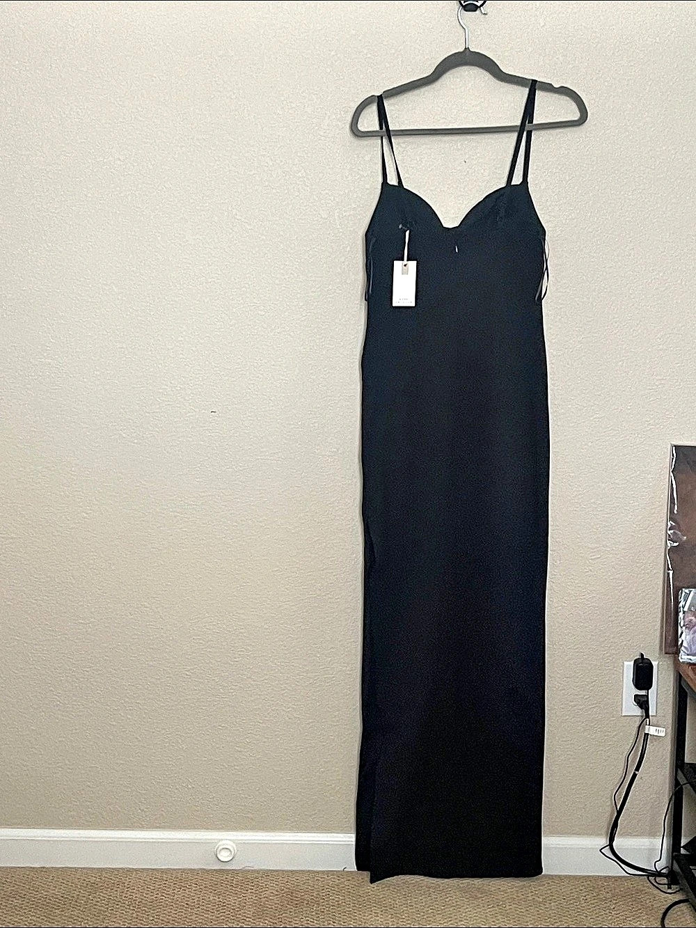 Good American Black Embellished Strap Maxi Dress NWT- size M